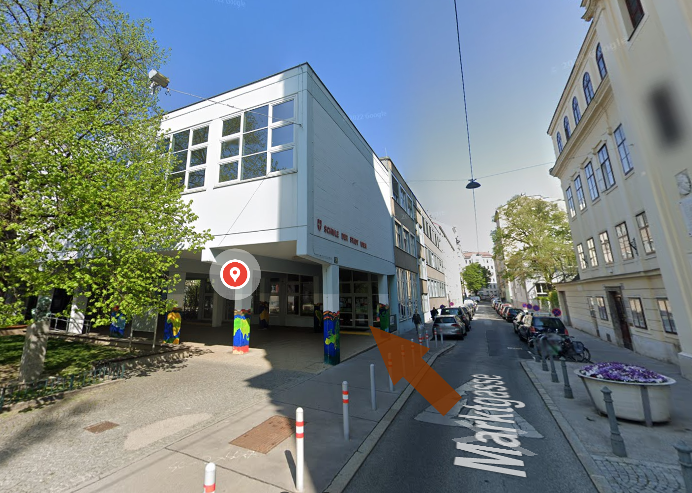 Straßenkarte der Umgebung des Turnsaals